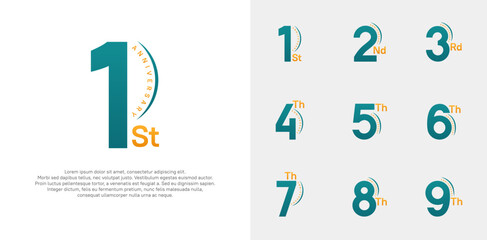anniversary logotype vector set, blue and orange color can be use for special day celebration