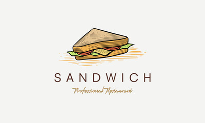 Hand drawn Sandwich Logo. vintage Sandwich Logo Template