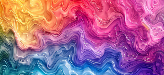 A colorful, abstract painting with a rainbow pattern