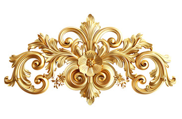 Golden vintage decorative ornament on a white background