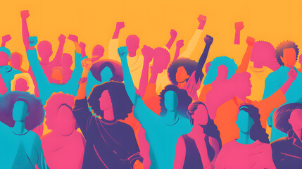 Graphic images of people protesting