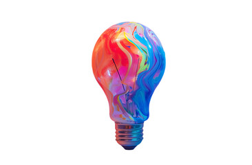 Creative colorful light bulb made of paint isolated on white background