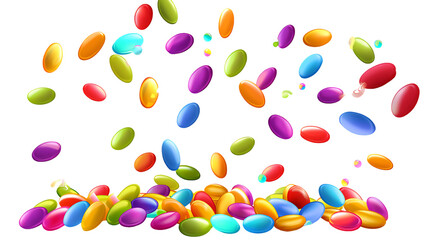 Colorful raibow candy falling on transparent background