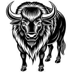 bison silhouette vector illustration,head of a bull,Bison characters,Holiday t shirt,Hand drawn trendy Vector illustration,bison svg face,bison on black background
