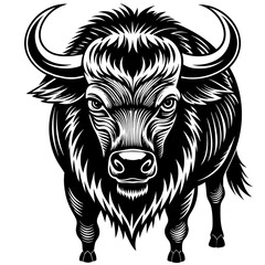bison silhouette vector illustration,head of a bull,Bison characters,Holiday t shirt,Hand drawn trendy Vector illustration,bison svg face,bison on black background