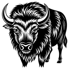 bison silhouette vector illustration,head of a bull,Bison characters,Holiday t shirt,Hand drawn trendy Vector illustration,bison svg face,bison on black background