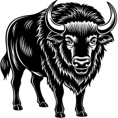 bison silhouette vector illustration,head of a bull,Bison characters,Holiday t shirt,Hand drawn trendy Vector illustration,bison svg face,bison on black background