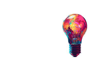 A vibrant light bulb bursting with colorful ideas, symbolizing creative thinking and innovation for advertising 