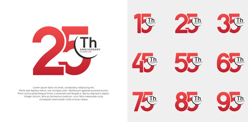 anniversary vector set with red color can be use for special day celebration