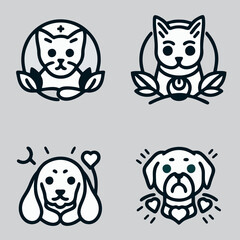 Pet friendly icon set. Includes icons such as dogs, cats, animal health, and more.