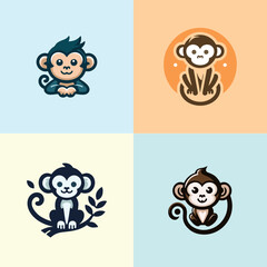 monkey logo logotype icon, vector icon (sign, pictogram). Flat, detailed. Vector icon