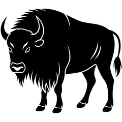 bison silhouette vector illustration,head of a bull,Bison characters,Holiday t shirt,Hand drawn trendy Vector illustration,bison svg face,bison on black background