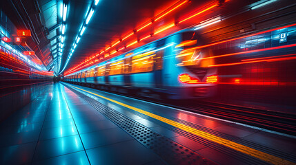I way train station - motion blur effect - bright lights - dramatic effect 