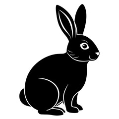 Obraz premium black and white rabbit silhouette vector illustration,head of a bull,Bunny characters,Holiday t shirt,Hand drawn trendy Vector illustration,Bunny svg face,Egg on black background