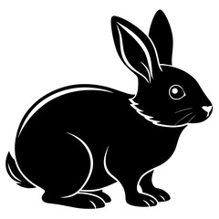 Obraz premium black and white rabbit silhouette vector illustration,head of a bull,Bunny characters,Holiday t shirt,Hand drawn trendy Vector illustration,Bunny svg face,Egg on black background