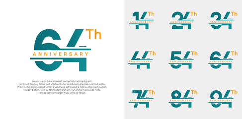 anniversary vector set design with blue and orange color for celebration day