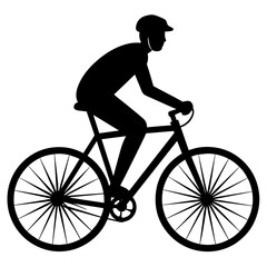 Obraz premium A set of bicycle cyclists riding their bikes in silhouette vector illustration,head of a bull,bike characters,Holiday t shirt,Hand drawn trendy Vector illustration,helmet,riding bicycle on black backg