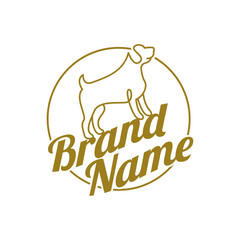 editable monoline dog emblem or badge logo