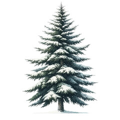 Obraz premium Enchanting Snow-Capped Pine Tree,A Watercolor Clipart Masterpiece