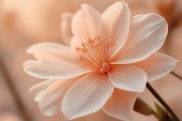 Obraz na płótnie Canvas Closeup delicate peach flower of pastel, summer and spring background concept