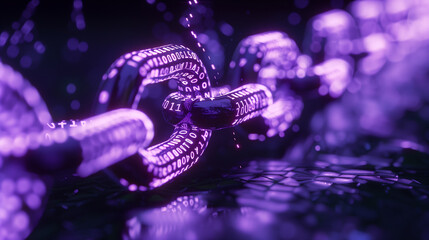 Purple Chains with Digital Code on Computer Keyboard