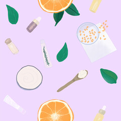 Pattern Spa day health welfare self care nature background pink	