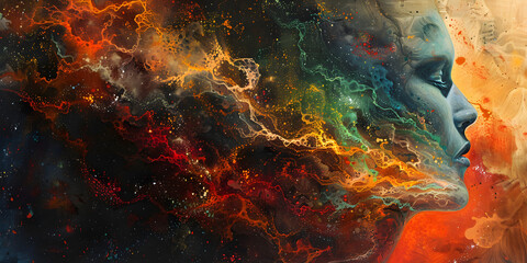 Abstract artwork symbolizing schizophrenia and promoting mental health awareness.