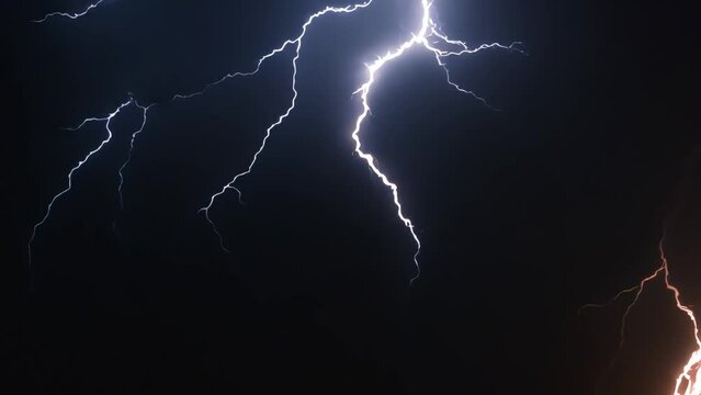 lightning strikes, thunder, black background, dark, footage, 4k footage, videos, slow motion
