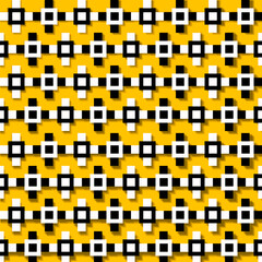 Abstract square yellow and black on geometric seamless pattern background.