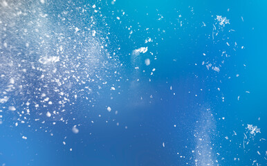 Illustration white explosion overlay on blue gradient wallpaper background. Graphic design on art image background.