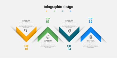 Business infographic element with 4 options, steps, number template design can be used for workflow diagram, info chart, web design
