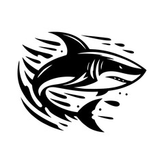 Shark logo design vector illustration. Black shark logo design vector