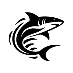 Shark logo design vector illustration. Black shark logo design vector