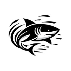 Shark logo design vector illustration. Black shark logo design vector