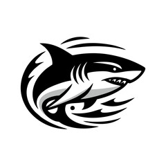 Shark logo design vector illustration. Black shark logo design vector