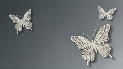 white butterfly on blue background (Vector Eps10 Paper Cut Out Butterfly)