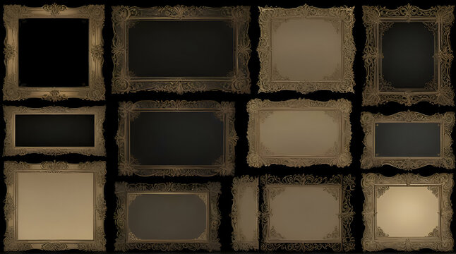 frame on black (vector set assorted frames and borders indifferent)