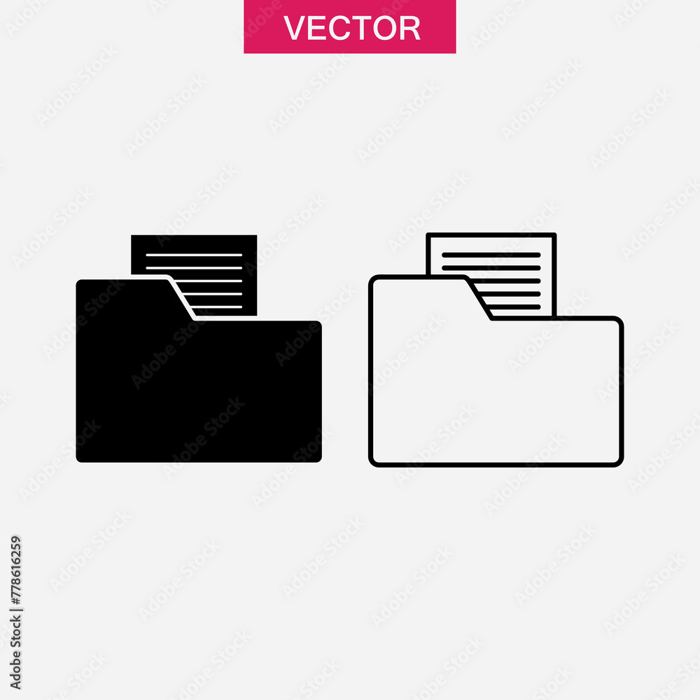 Poster dossier folder outline icon. the secret files simple black filed symbol illustration..eps