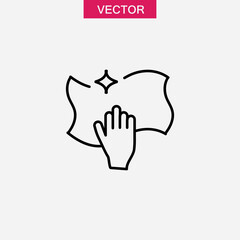 Cleaning with rag line icon. Hand wiping with cloth outline vector icon. Cleaning symbol on white background..eps