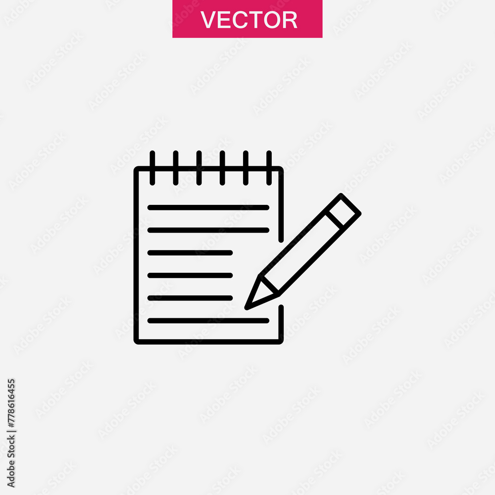 Poster notebook and pen icon. vector simple liner illustration..eps
