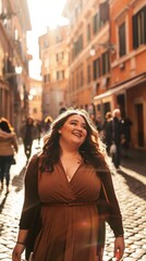 Fototapeta premium Joyful Stroll in Historic City Alley