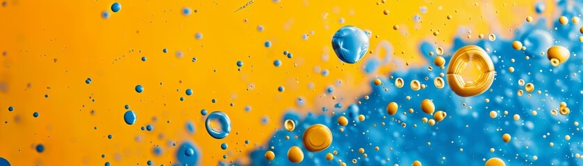 A blue and yellow blob with many small circles