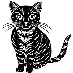 head of a cat silhouette vector illustration,Pet,black cat characters,Holiday t shirt,Hand drawn trendy Vector illustration,graceful cat on black background