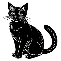 head of a cat silhouette vector illustration,Pet,black cat characters,Holiday t shirt,Hand drawn trendy Vector illustration,graceful cat on black background