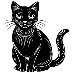 head of a cat silhouette vector illustration,Pet,black cat characters,Holiday t shirt,Hand drawn trendy Vector illustration,graceful cat on black background