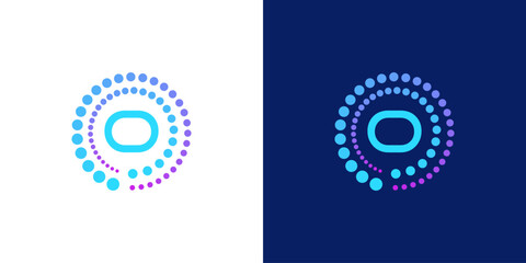 creative modern digital technology  letter O logo. with abstract circular dots. logo can be used for technology, digital, connection, data