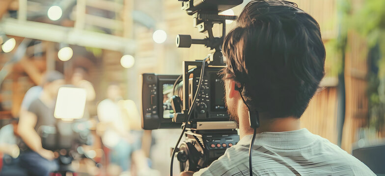 Film Crew in Studio Modern Video Production in Cinematic Scenes