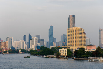 Naklejka premium View of the Chao Phraya River and Bangkok City