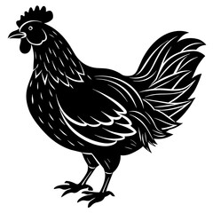 hen and rooster silhouette vector illustration,Pet,chicken characters,Holiday t shirt,Hand drawn trendy Vector illustration,Egg  on black background