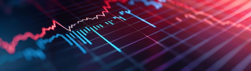 A graph with red and blue lines showing a downward trend